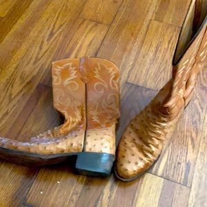 Men’s ostrich round toe dress boots